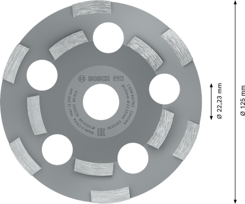 Testa abrasiva Bosch PRO, 125 mm per calcestruzzo.