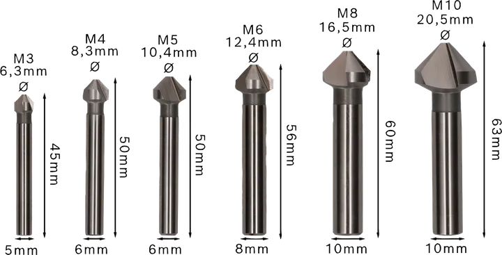 Set di punte svasate Bosch PRO Soft Metal HSS, 6 pezzi.