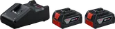 Kit di avviamento con batteria Bosch da 18 V con caricabatteria e due batterie da 4 Ah.