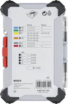 Espositore da 43 pezzi con set di punte per cacciavite extra dure Bosch .