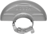 Cuffia di protezione per smerigliatrice angolare Bosch con serraggio rapido.