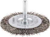 Spazzola a filo pulito Bosch PRO in acciaio inox, gambo dritto da 70 mm.