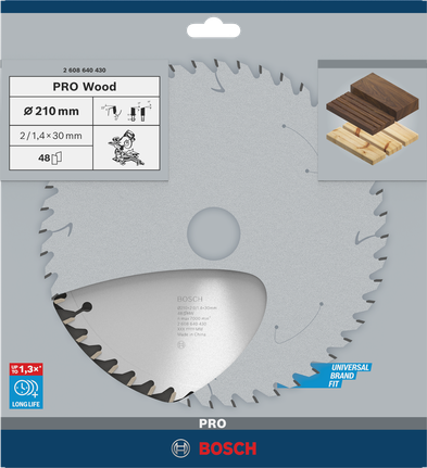 Lama per sega circolare Bosch PRO Wood 210×30 mm.
