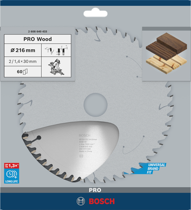 Lama per sega circolare Bosch PRO Wood 216×2×30 mm T60.