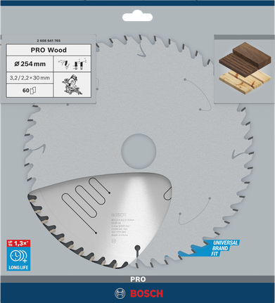Lama per sega circolare Bosch PRO Wood 254×30 mm.
