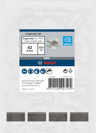 Bosch PRO Core Cutter segmenti bagnati 42 mm 1 1/4″ 4 pezzi.
