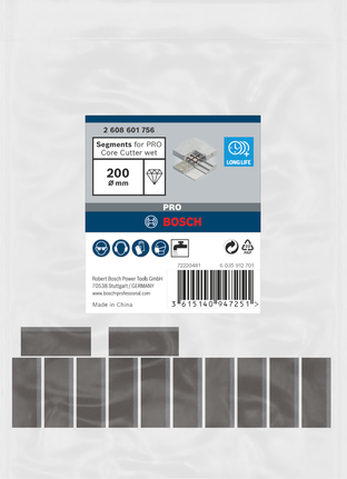 Segmenti bagnati per carotatrice Bosch PRO 200 mm 1 1/4″ UNC.