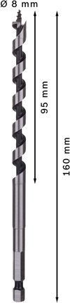 Punta per trivella in legno Bosch PRO 8 x 95 x 160 mm.