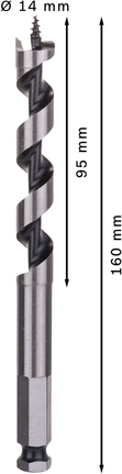 Punta per trivella Bosch PRO Wood 14x95x160 mm per forare il legno.