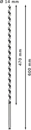 Punta per trivella in legno Bosch PRO 14x470x600 mm per forature profonde.