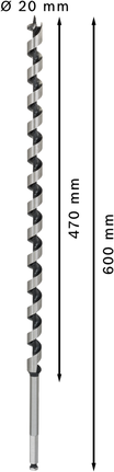 Punta per trivella in legno Bosch PRO 20x470x600 mm per forature profonde.