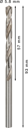 Punta elicoidale Bosch PRO Metal HSS-G da 5,8 mm, lunghezza standard.
