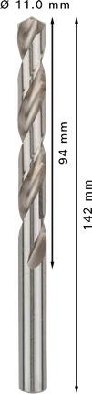 Punta elicoidale Bosch PRO Metal HSS-G da 11 mm, lunghezza 142 mm.