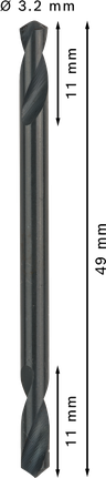 Punta da trapano Bosch PRO Metal HSS-G a doppia estremità da 3,2 mm.
