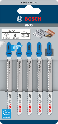 Lame per seghetto alternativo Bosch PRO Alu curve T227D 100 mm 5 pezzi.