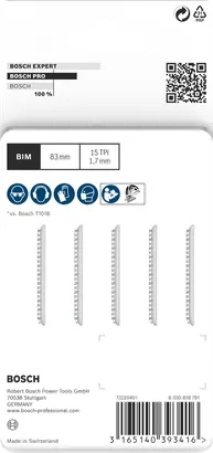 Lame per seghetto alternativo Bosch PRO Laminate clean T101BIF da 83 mm, 5 pezzi.