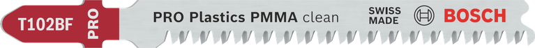 Lama per seghetto alternativo Bosch T102BF per tagli puliti su plastica PMMA.