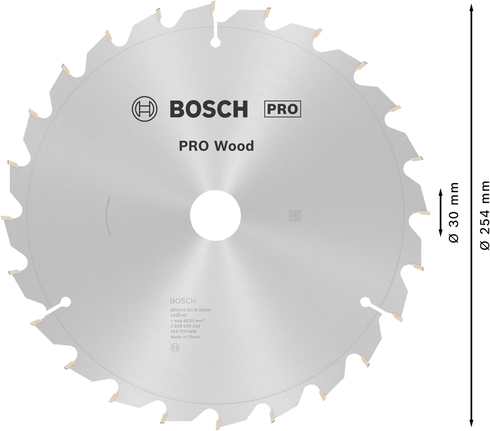 Lama per sega circolare Bosch PRO Wood 254 mm T24.