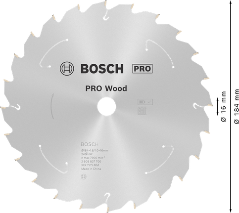 Lama per sega circolare Bosch PRO Wood da 184 mm T24.