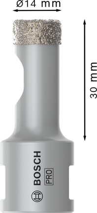 Fresa a tazza in ceramica Bosch PRO Dry 14x30 mm per la foratura di piastrelle.