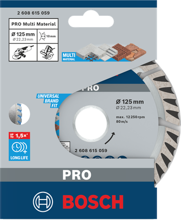 Disco diamantato Bosch PRO Multi Material 125×22,23 mm.