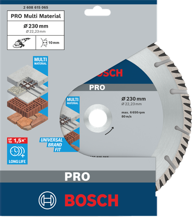 Disco diamantato multimateriale Bosch PRO 230×22,23 mm.