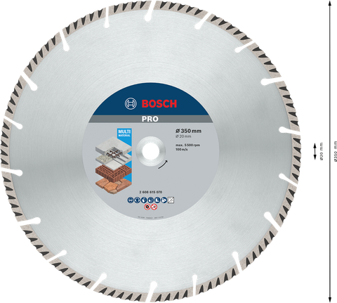 Disco diamantato multimateriale Bosch PRO 350 mm.