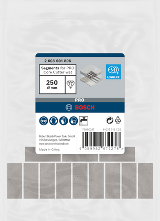 Segmenti Bosch per PRO Core Cutter a umido da 250 mm.