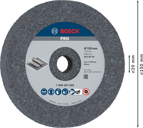 Mola abrasiva Bosch PRO Metal 150 x 20 x 20 mm per metallo.