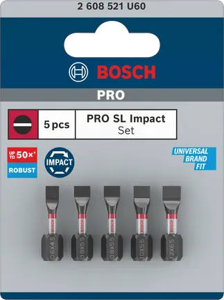 Set di punte a percussione Bosch PRO SL da 5 pezzi.
