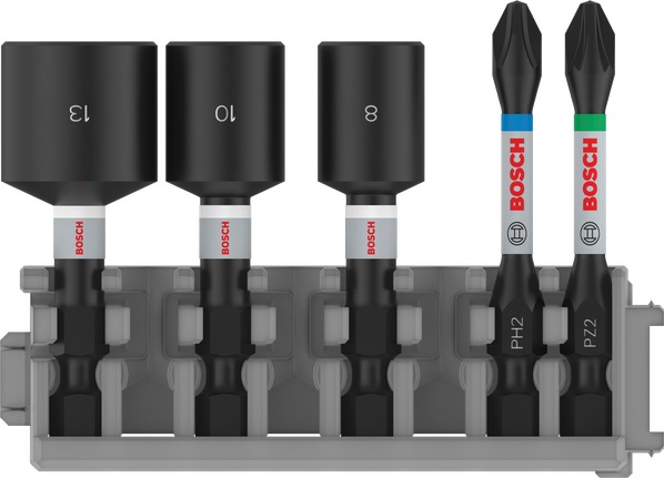 Set per avvitatori a impulsi Bosch PRO con avvitatori a bussola e punte, 50 mm.