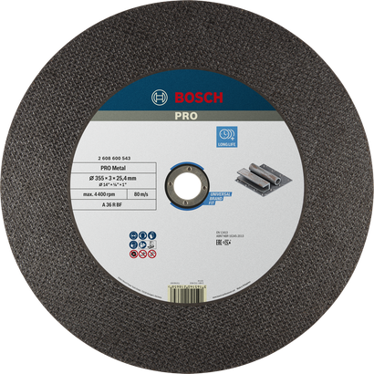 Disco da taglio Bosch PRO Metal Bonded da 355 mm per metallo.