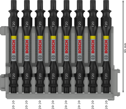 Set di punte a percussione doppie Bosch PRO T20, 65 mm.