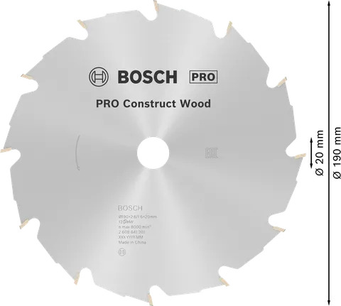 Lama per sega circolare Bosch PRO Construct Wood, 190 mm.