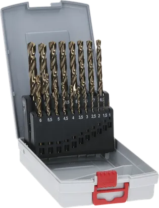 Set di punte elicoidali HSS-Co Bosch PRO in acciaio inox, 19 pezzi.
