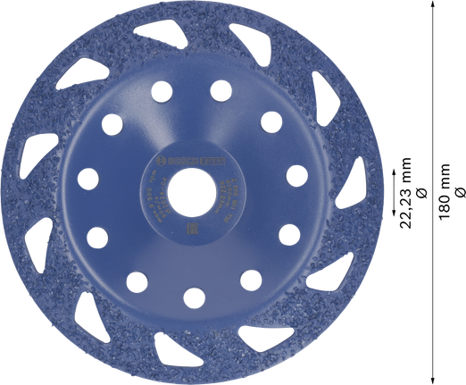 Testa di levigatura in metallo duro Bosch EXPERT Multi Material, inclinata.