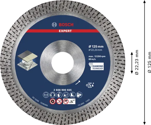Disco da taglio diamantato Bosch EXPERT HardCeramic 125 mm.