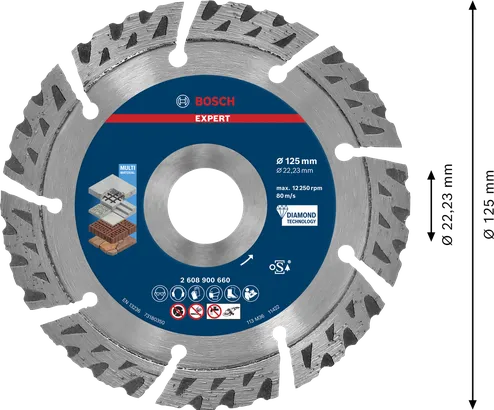 Disco da taglio diamantato Bosch EXPERT MultiMaterial 125 mm.