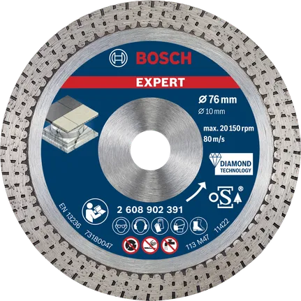 Disco da taglio diamantato Bosch EXPERT Hard Ceramic da 76 mm.