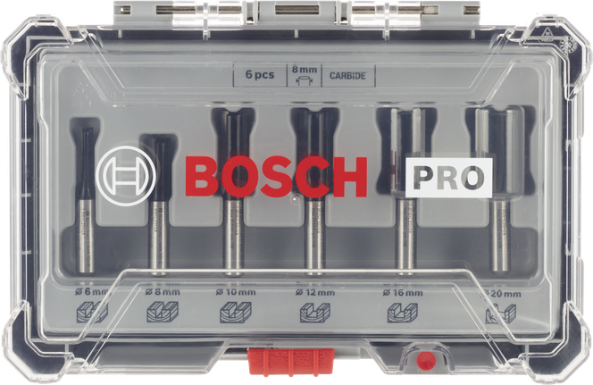 Set di frese dritte Bosch PRO da 8 mm, 6 pezzi.