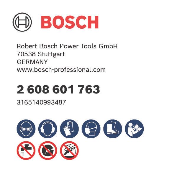 Bosch logo, Postal address, Electronic address, Safety icons