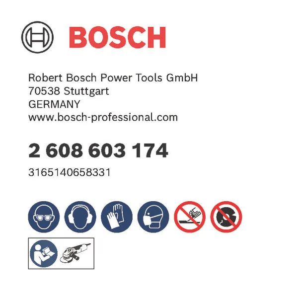 Bosch logo, Postal address, Electronic address, Safety icons