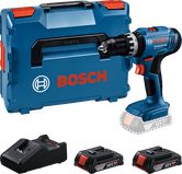 Set trapano avvitatore a batteria Bosch GSB 18V-25 con valigetta e batterie.