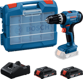 Kit trapano avvitatore a batteria Bosch GSB 18V-25 con 2 batterie da 2 Ah.