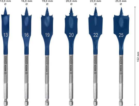Set di punte da trapano a spatola Bosch EXPERT Self Cut Speed, 6 misure.