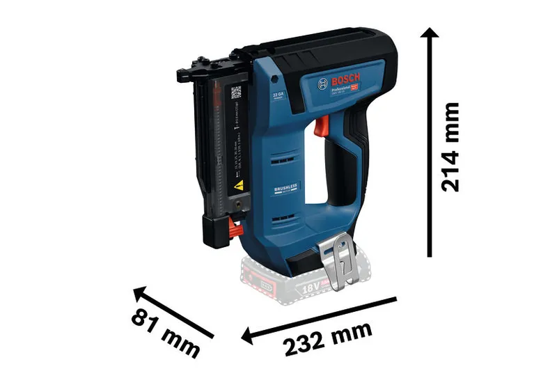 Chiodatrice per legno a batteria Bosch GNH 18V-35 dalle dimensioni compatte.
