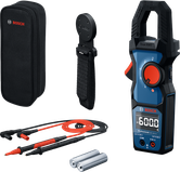 Pinza amperometrica Bosch GMC 600 con custodia e accessori.