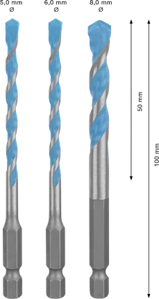 Set di punte per trapano multiuso Bosch EXPERT HEX-9, 3 pezzi.