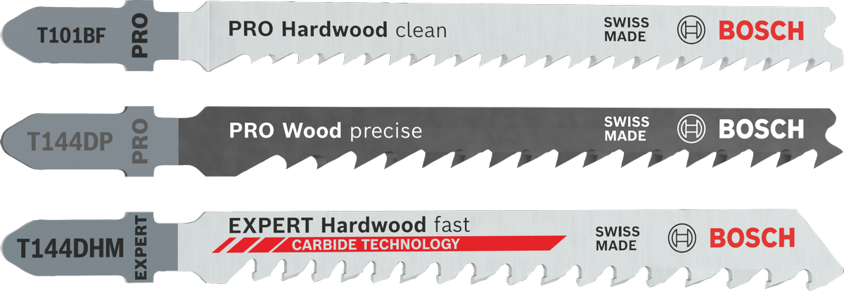 Lame per seghetto alternativo Bosch PRO Wood Set per un taglio preciso e veloce del legno duro.