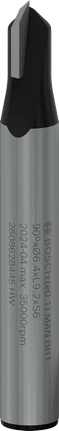Fresa Bosch PRO con scanalatura a V 90°, gambo da 6 mm.
